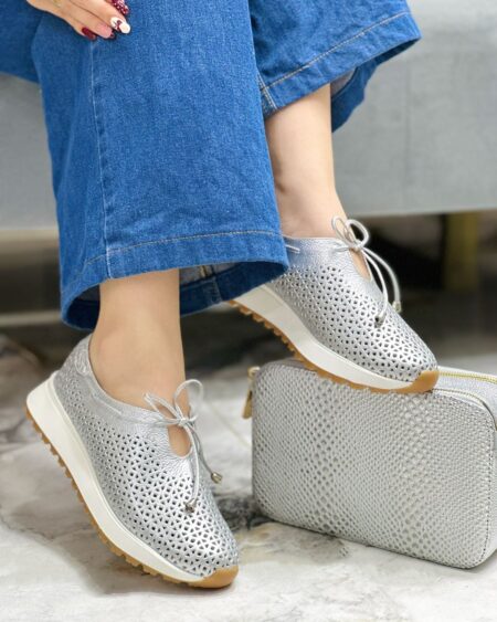 Tenis sin cordones Plateado (T-5162)