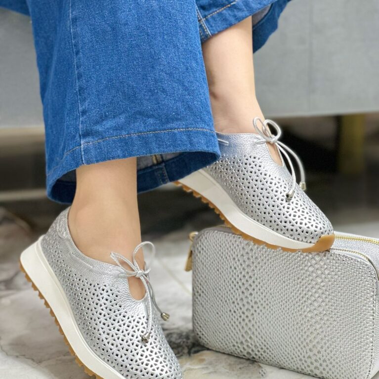 Tenis sin cordones Plateado (T-5162)