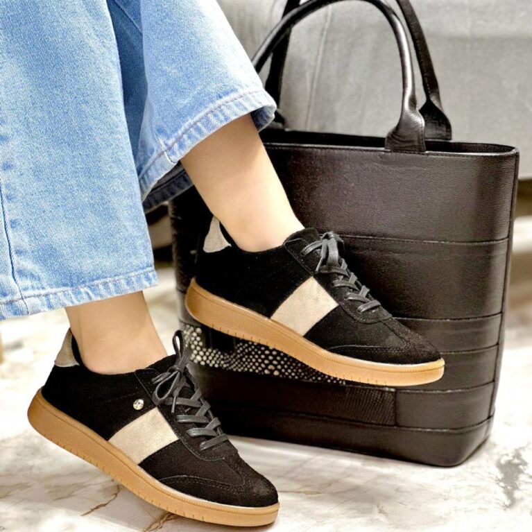 Tenis Negro x Beige carnaza (723 Aldo)