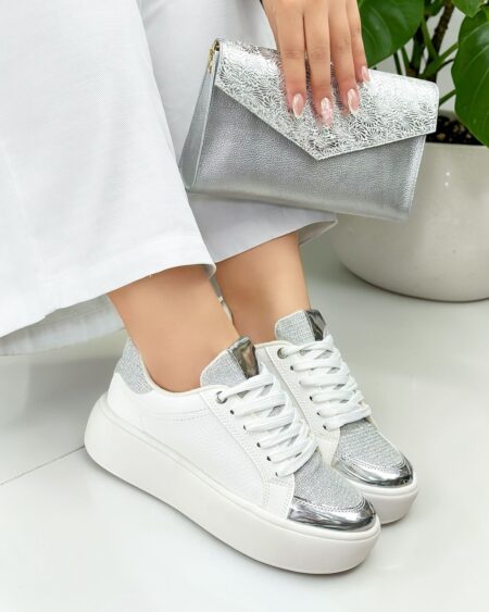 Tenis Blanco x Plata Sintético (7003)