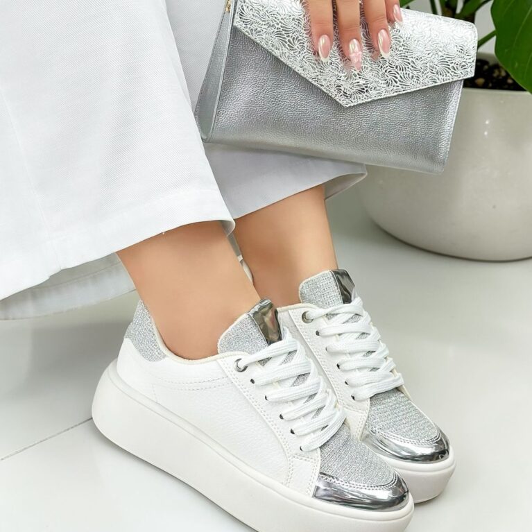 Tenis Blanco x Plata Sintético (7003)