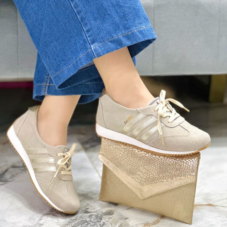 Tenis Carnaza Beige x Dorado (728)