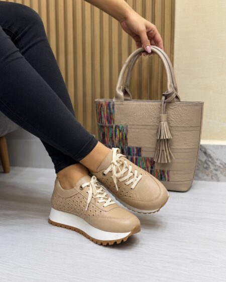 Tenis Taupe Perforado (T2095)