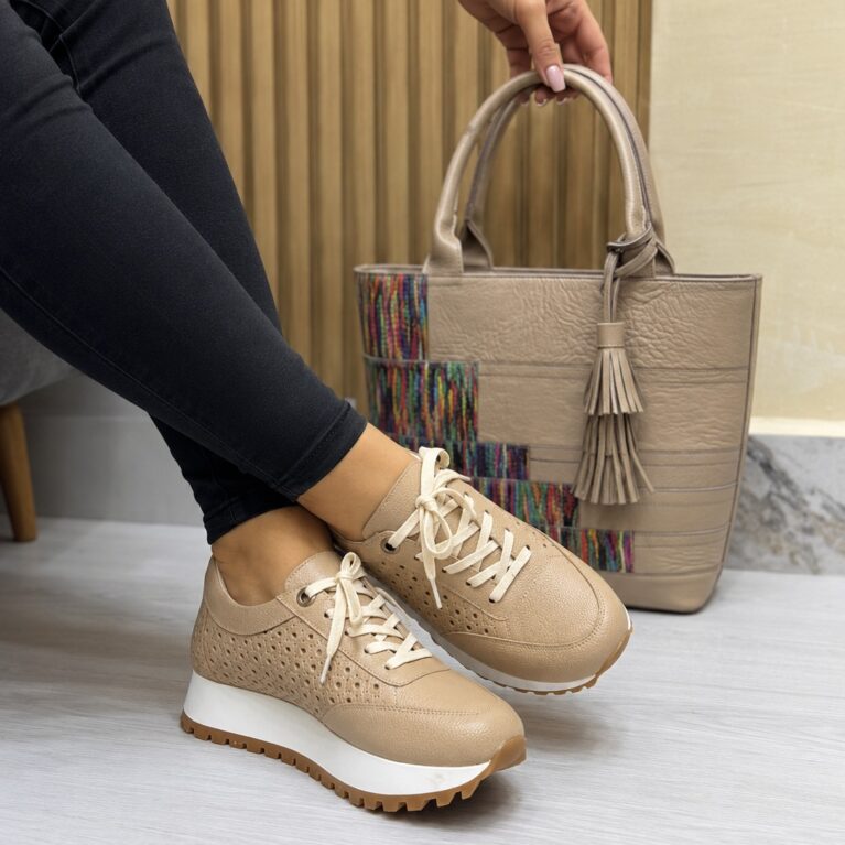 Tenis Taupe Perforado (T2095)
