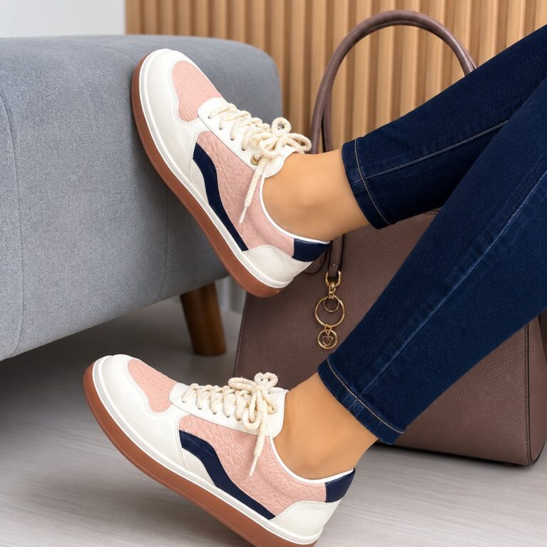 Tenis Talco Azul-Nude (T027)