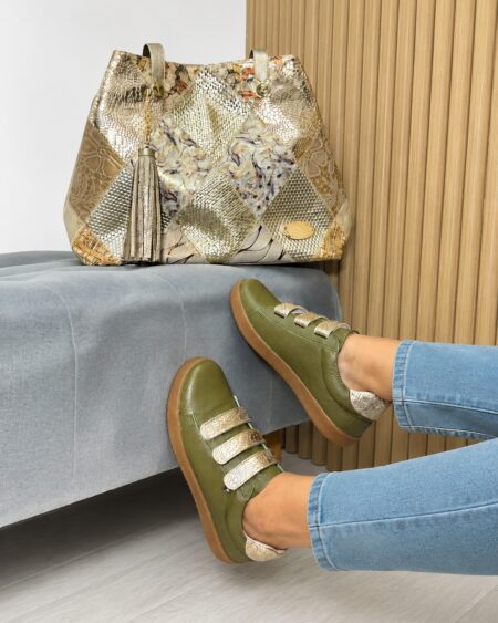 Tenis Verde x Dorado Velcro (700)