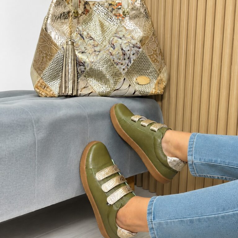 Tenis Verde x Dorado Velcro (700)