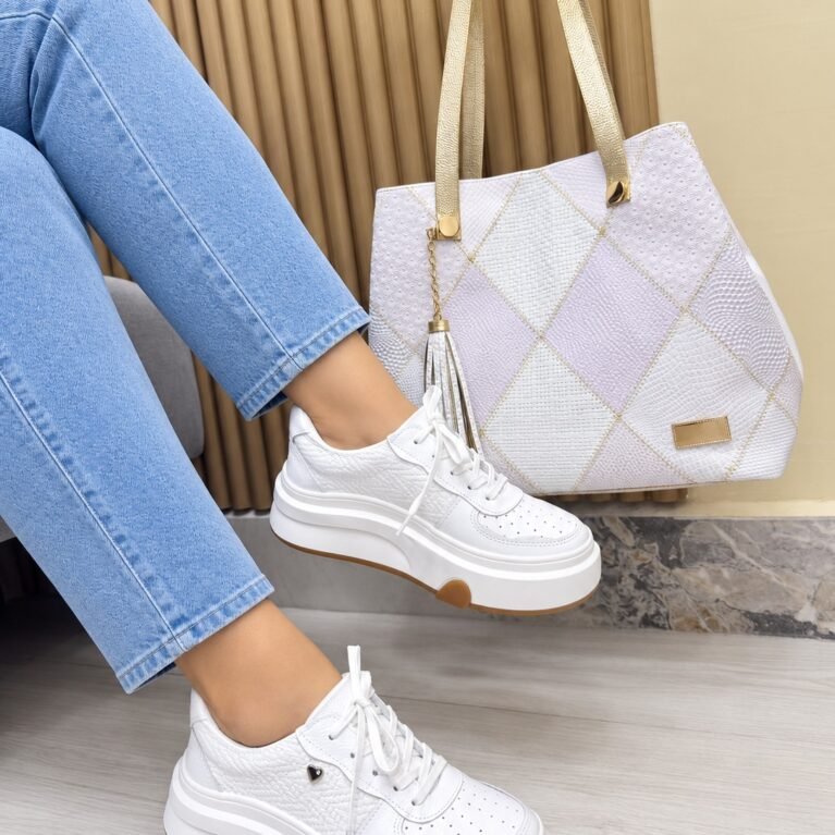 Tenis Blanco Plata y Dorado(721)